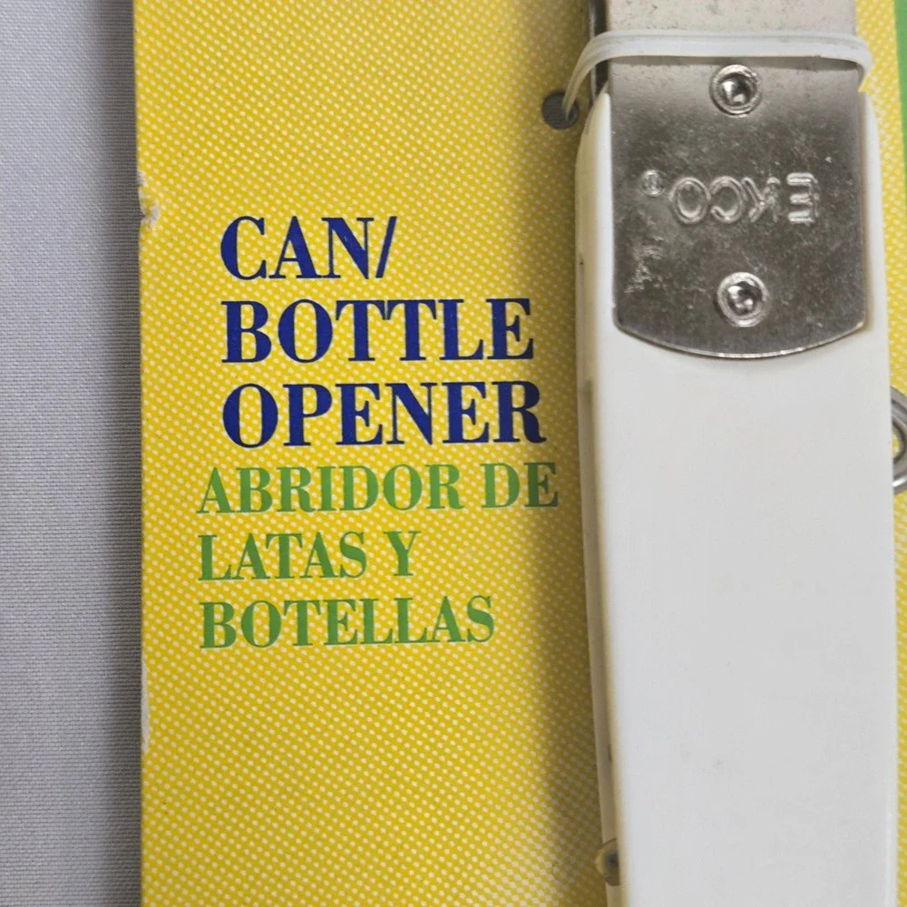Ekco‎ Can Bottle Opener 08750 Vintage 2002 White Handle 3 Functions 5